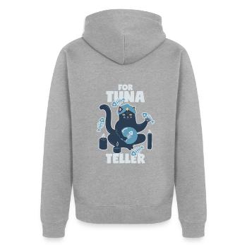 Fortune Teller Cat with Tuna: Fortunateller - Unisex Premium Organic Zip Hoodie - heather grey - Back - Nico (187cm)