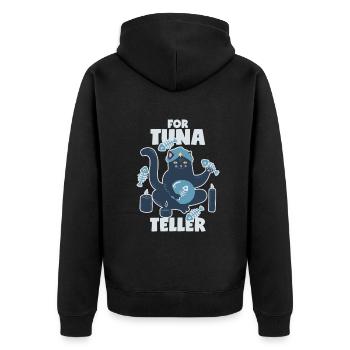Fortune Teller Cat with Tuna: Fortunateller - Unisex Premium Organic Zip Hoodie - black - Back - Nico (187cm)