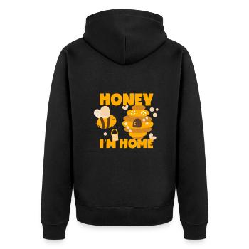 Honigbiene ist zu Hause - Unisex Premium Bio Zip Hoodie - Schwarz - Hinten - Nico (187cm)