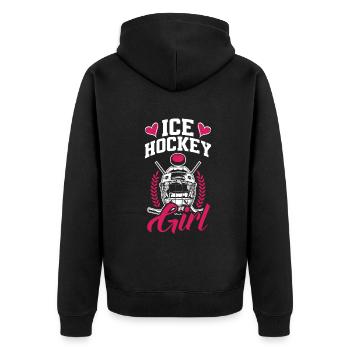 Lustiges Eishockey Hockey Geschenk Geschenkidee - Unisex Premium Bio Zip Hoodie - Schwarz - Hinten - Nico (187cm)