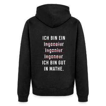 Lustiges Ingenieur Geschenke Geschenkidee - Unisex Premium Bio Zip Hoodie - Schwarz - Hinten - Nico (187cm)