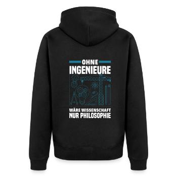 Lustiges Ingenieur Geschenke Geschenkidee - Unisex Premium Bio Zip Hoodie - Schwarz - Hinten - Nico (187cm)