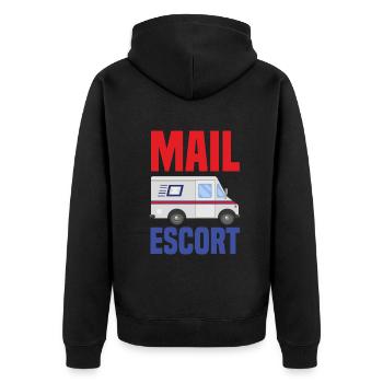 Lustige Briefzusteller Briefträger Post Geschenke - Unisex Premium Bio Zip Hoodie - Schwarz - Hinten - Nico (187cm)
