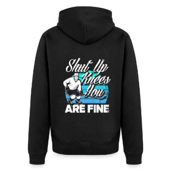 Lustiges Eishockey Hockey Geschenk Geschenkidee - Unisex Premium Bio Zip Hoodie - Schwarz - Hinten - Nico (187cm)