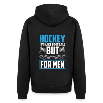 Lustiges Eishockey Hockey Geschenk Geschenkidee - Unisex Premium Bio Zip Hoodie - Schwarz - Hinten - Nico (187cm)