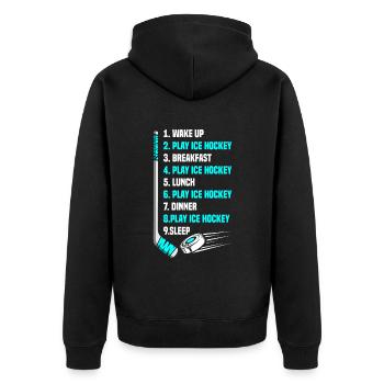 Lustiges Eishockey Hockey Geschenk Geschenkidee - Unisex Premium Bio Zip Hoodie - Schwarz - Hinten - Nico (187cm)