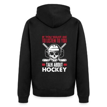 Lustiges Eishockey Hockey Geschenk Geschenkidee - Unisex Premium Bio Zip Hoodie - Schwarz - Hinten - Nico (187cm)