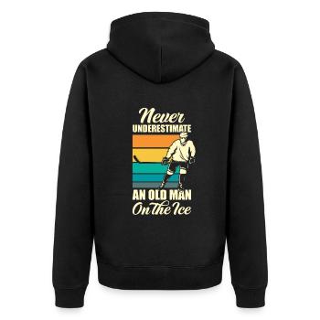 Lustiges Eishockey Hockey Geschenk Geschenkidee - Unisex Premium Bio Zip Hoodie - Schwarz - Hinten - Nico (187cm)