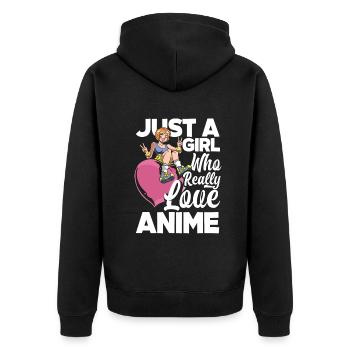 Funny Anime Gift - Unisex Premium Organic Zip Hoodie - black - Back - Nico (187cm)