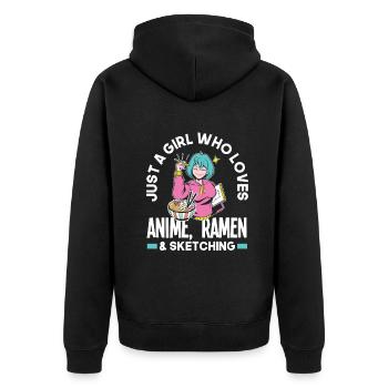 Funny Anime Gift - Unisex Premium Organic Zip Hoodie - black - Back - Nico (187cm)
