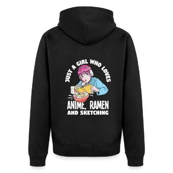 Funny Anime Gift - Unisex Premium Organic Zip Hoodie - black - Back - Nico (187cm)