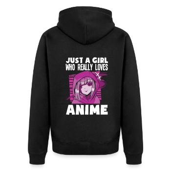 Funny Anime Gift - Unisex Premium Organic Zip Hoodie - black - Back - Nico (187cm)