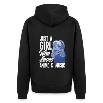 Funny Anime Gift - Unisex Premium Organic Zip Hoodie - black - Back - Nico (187cm)