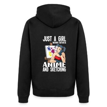 Funny Anime Gift - Unisex Premium Organic Zip Hoodie - black - Back - Nico (187cm)