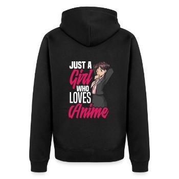 Funny Anime Gift - Unisex Premium Organic Zip Hoodie - black - Back - Nico (187cm)
