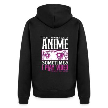 Funny Anime Gift - Unisex Premium Organic Zip Hoodie - black - Back - Nico (187cm)