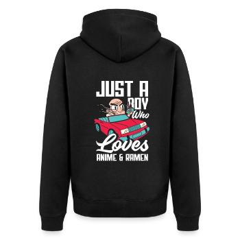 Funny Anime Gift - Unisex Premium Organic Zip Hoodie - black - Back - Nico (187cm)