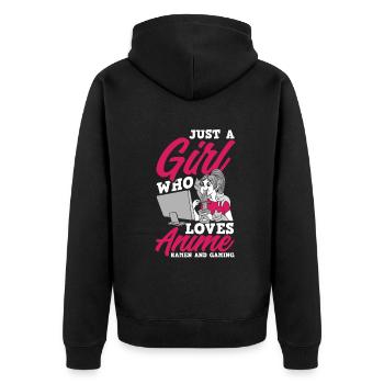 Funny Anime Gift - Unisex Premium Organic Zip Hoodie - black - Back - Nico (187cm)