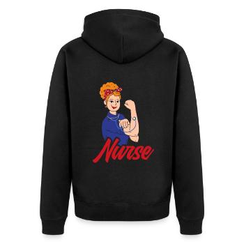 Krankenschwester Pfleger Krankenpfleger - Unisex Premium Bio Zip Hoodie - Schwarz - Hinten - Nico (187cm)