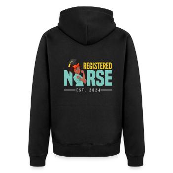 Nurse Nurse - Unisex Premium Organic Zip Hoodie - black - Back - Nico (187cm)