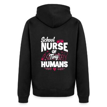 Krankenschwester Pfleger Krankenpfleger - Unisex Premium Bio Zip Hoodie - Schwarz - Hinten - Nico (187cm)