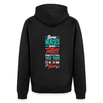 Nurse Nurse - Unisex Premium Organic Zip Hoodie - black - Back - Nico (187cm)