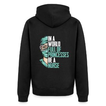 Nurse Nurse - Unisex Premium Organic Zip Hoodie - black - Back - Nico (187cm)
