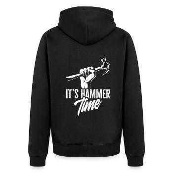 Lustige Holzarbeiter Tischler Schreiner Zimmermann - Unisex Premium Bio Zip Hoodie - Schwarz - Hinten - Nico (187cm)