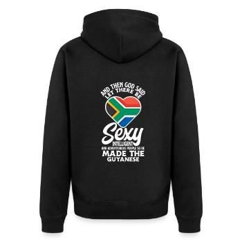 Funny Gift To Guyanese Heritage - Unisex Premium Organic Zip Hoodie - black - Back - Nico (187cm)