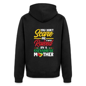 Aufgezogen Von Einer Guyanischen Mutter Guyana - Unisex Premium Bio Zip Hoodie - Schwarz - Hinten - Nico (187cm)