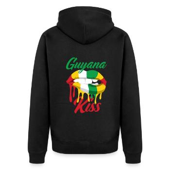 Guyanese Guyana Kuss Lustige Guyanese Geschenk - Unisex Premium Bio Zip Hoodie - Schwarz - Hinten - Nico (187cm)