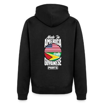 Made in America with parts from Guyana - Unisex Premium Organic Zip Hoodie - black - Back - Nico (187cm)