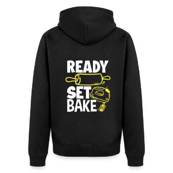 Lustiges Hobby Bäcker Geschenk - Unisex Premium Bio Zip Hoodie - Schwarz - Hinten - Nico (187cm)