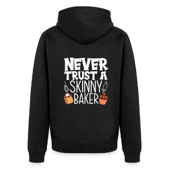 Lustiges Hobby Bäcker Geschenk - Unisex Premium Bio Zip Hoodie - Schwarz - Hinten - Nico (187cm)