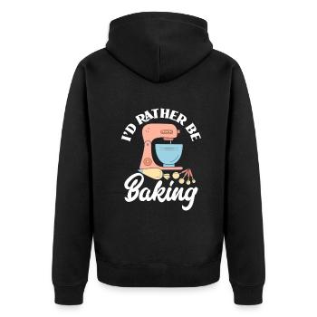 Lustiges Hobby Bäcker Geschenk - Unisex Premium Bio Zip Hoodie - Schwarz - Hinten - Nico (187cm)