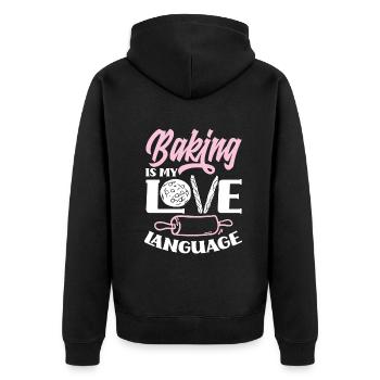 Lustiges Hobby Bäcker Geschenk - Unisex Premium Bio Zip Hoodie - Schwarz - Hinten - Nico (187cm)