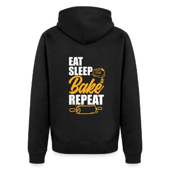 Lustiges Hobby Bäcker Geschenk - Unisex Premium Bio Zip Hoodie - Schwarz - Hinten - Nico (187cm)