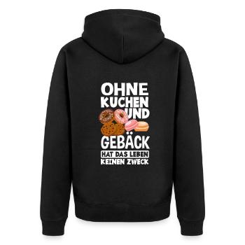 Ohne Kuchen Und Gebäck Lustiges Backen Geschenk - Unisex Premium Bio Zip Hoodie - Schwarz - Hinten - Nico (187cm)