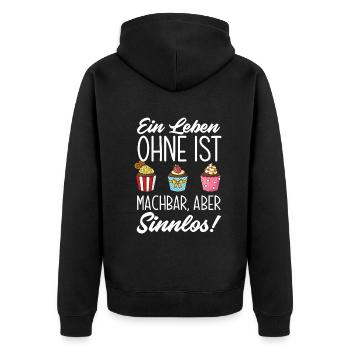 Ein Leben Ohne Backen Lustiges Backen Geschenk - Unisex Premium Bio Zip Hoodie - Schwarz - Hinten - Nico (187cm)