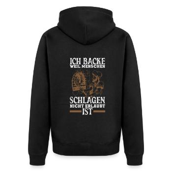 Ich Backe Weil Lustiges Backen Bäcker Geschenk - Unisex Premium Bio Zip Hoodie - Schwarz - Hinten - Nico (187cm)