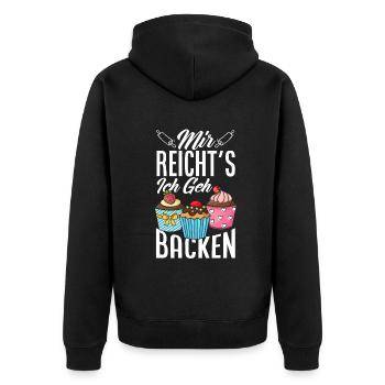 Mir Reicht's Ich Geh Backen Lustiges Backen - Unisex Premium Bio Zip Hoodie - Schwarz - Hinten - Nico (187cm)