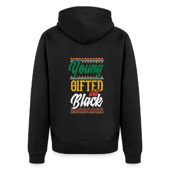 Melanin Afroamerikanisch Afroamerikanische Frau - Unisex Premium Bio Zip Hoodie - Schwarz - Hinten - Nico (187cm)