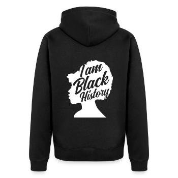 Melanin Afroamerikanisch Afroamerikanische Frau - Unisex Premium Bio Zip Hoodie - Schwarz - Hinten - Nico (187cm)
