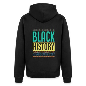 Melanin Afroamerikanisch Afroamerikanische Frau - Unisex Premium Bio Zip Hoodie - Schwarz - Hinten - Nico (187cm)