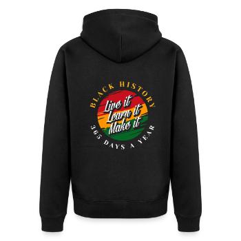 Melanin Afroamerikanisch Afroamerikanische Frau - Unisex Premium Bio Zip Hoodie - Schwarz - Hinten - Nico (187cm)