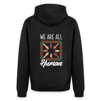 Melanin Afroamerikanisch Afroamerikanische Frau - Unisex Premium Bio Zip Hoodie - Schwarz - Hinten - Nico (187cm)