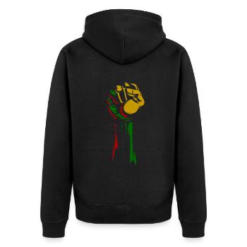 Melanin Afroamerikanisch Afroamerikanische Frau - Unisex Premium Bio Zip Hoodie - Schwarz - Hinten - Nico (187cm)