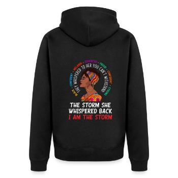 Melanin Afroamerikanisch Afroamerikanische Frau - Unisex Premium Bio Zip Hoodie - Schwarz - Hinten - Nico (187cm)