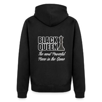 Melanin Afroamerikanisch Afroamerikanische Frau - Unisex Premium Bio Zip Hoodie - Schwarz - Hinten - Nico (187cm)
