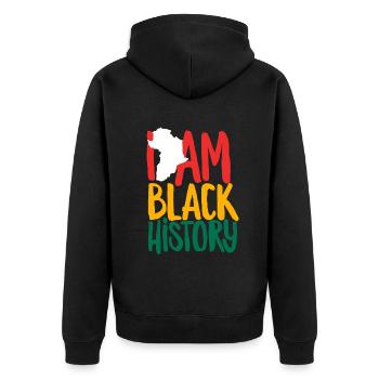 Melanin Afroamerikanisch Afroamerikanische Frau - Unisex Premium Bio Zip Hoodie - Schwarz - Hinten - Nico (187cm)